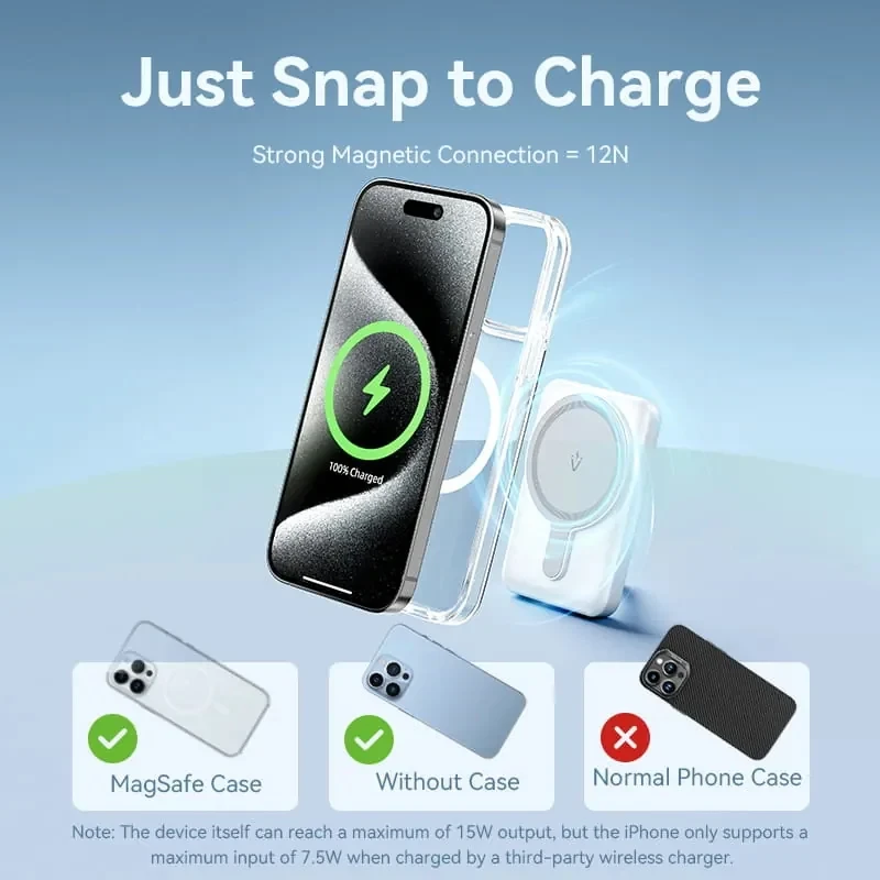 Magnetyczny Powerbank bezprzewodowy Vention FHS 5000mAh Niebieski