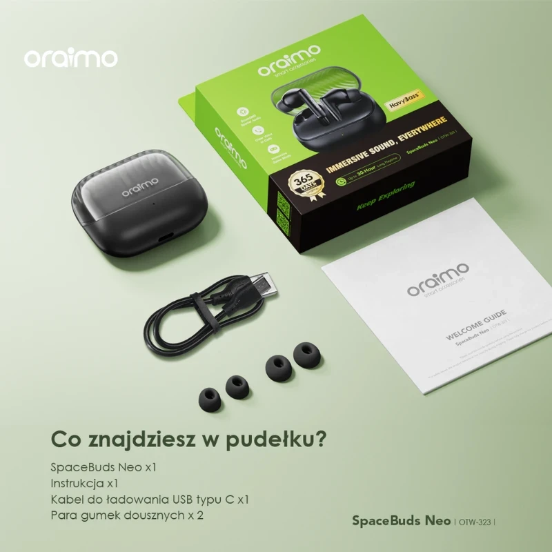 Oraimo słuchawki bezprzewodowe douszne SpaceBuds Neo Czarne