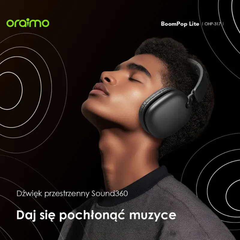 Oraimo Bezprzewodowe Słuchawki Nauszne Bluetooth BoomPop Lite Jasno Złote