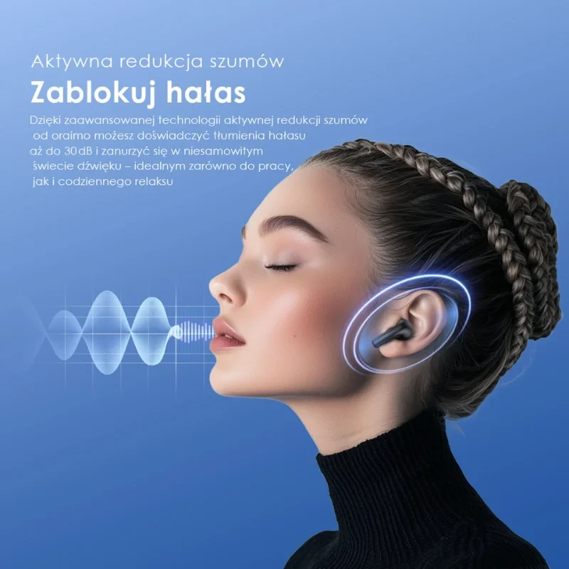 Oraimo słuchawki bezprzewodowe douszne SpaceBuds Z niebieskie ANC