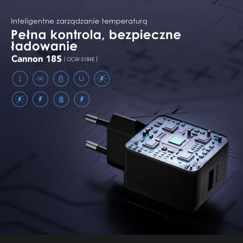 Oraimo ładowarka sieciowa Cannon 18S czarna 18W
