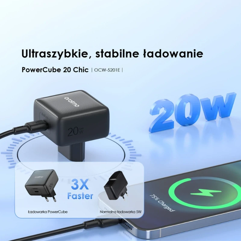 Oraimo ładowarka sieciowa 20 Chic Biała GaN 20W Kabel USB-C