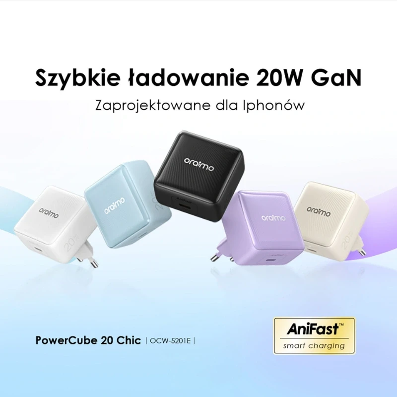 Oraimo ładowarka sieciowa 20 Chic Biała GaN 20W Kabel USB-C