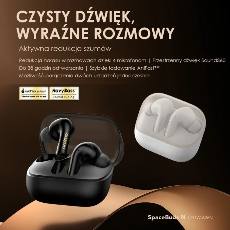 Oraimo słuchawki bezprzewodowe douszne SpaceBuds N ANC biała