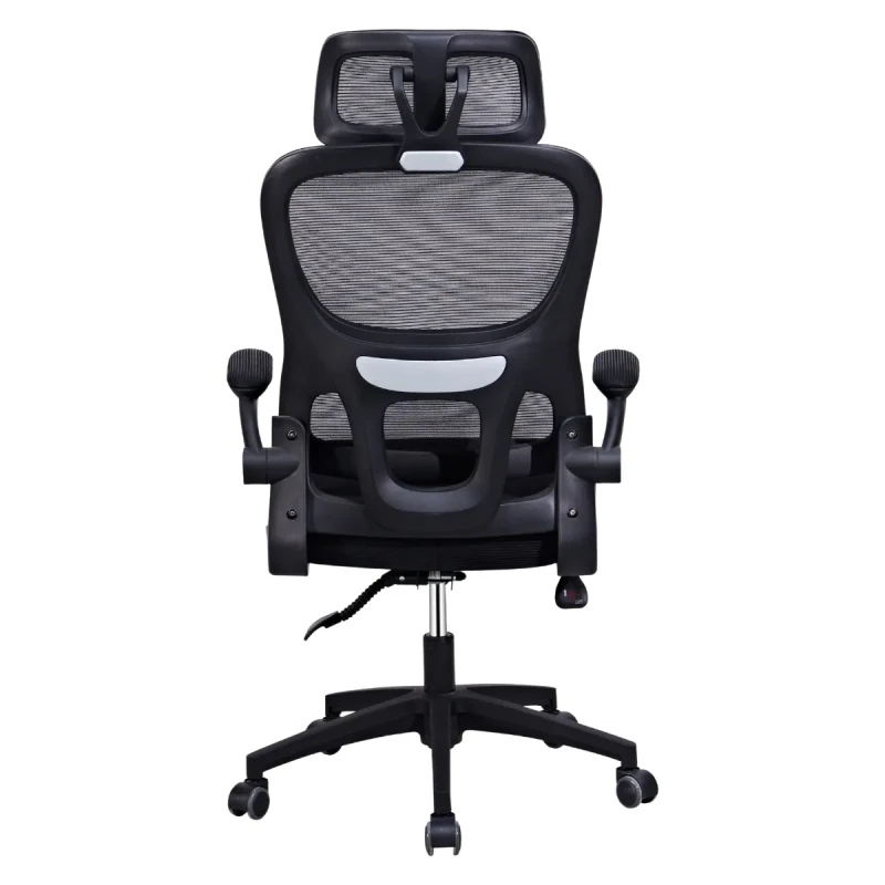 Fotel biurowy Breeze 8B – widok z tyłu, regulowane oparcie z mechanizmem bujania i stabilna podstawa