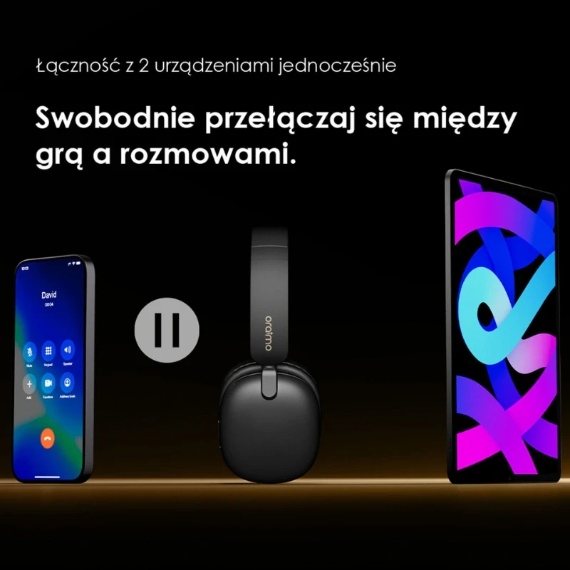 Oraimo Bezprzewodowe Słuchawki Nauszne Bluetooth BoomPop Lite Grafitowy Szary