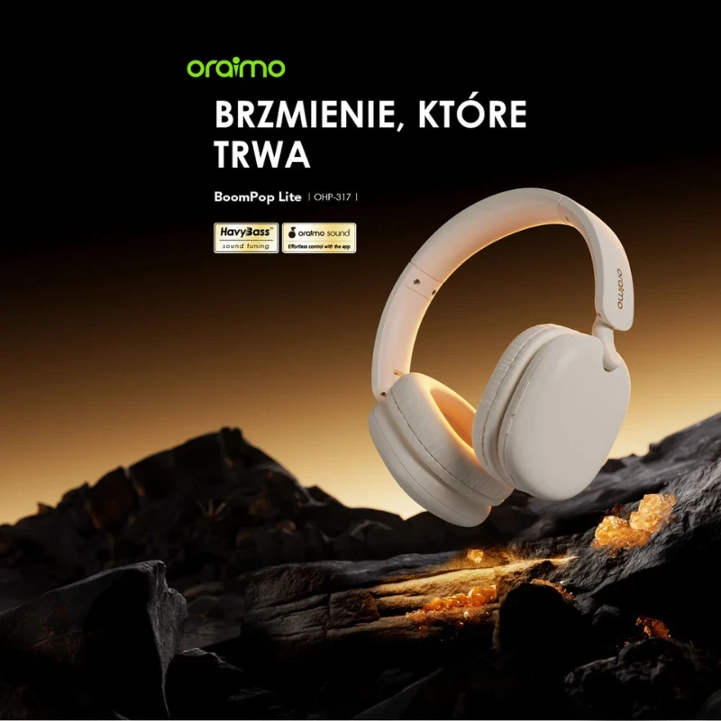 Oraimo Bezprzewodowe Słuchawki Nauszne Bluetooth BoomPop Lite Grafitowy Szary