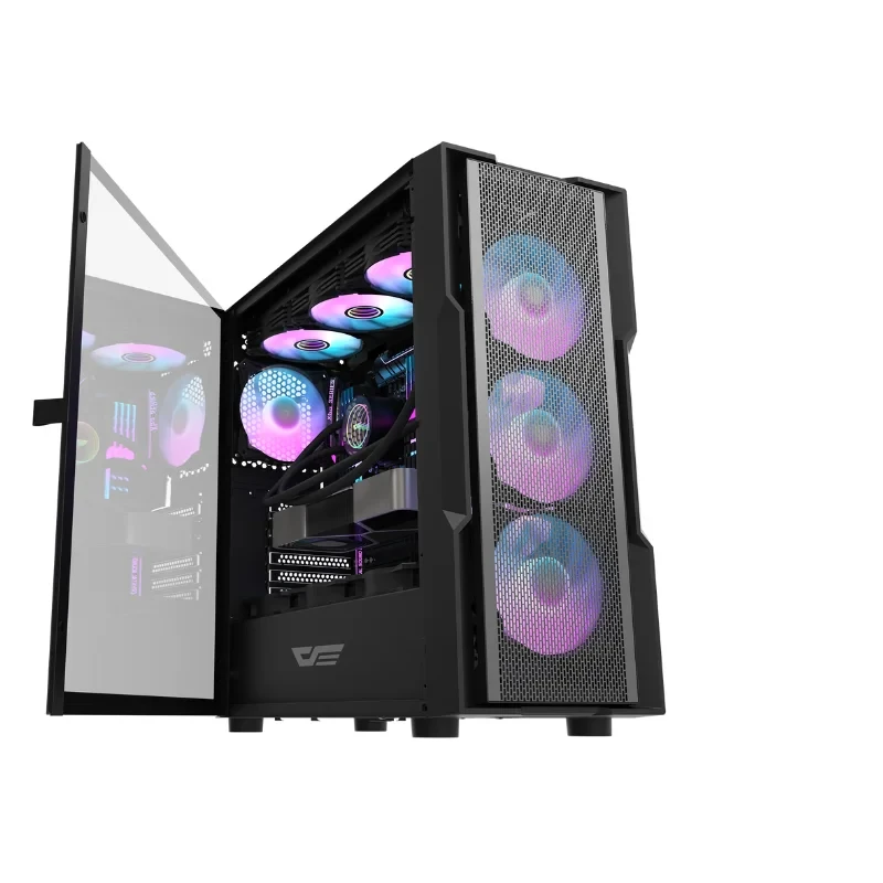 Obudowa Darkflash DK431 Mesh ATX Mid-Tower – panel mesh, RGB otwarte szkło