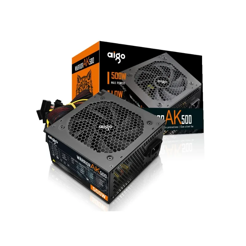 Zasilacz Aigo Warrior AK500 500W – Cicha praca, wysoka stabilność, 85% sprawności z opakowaniem