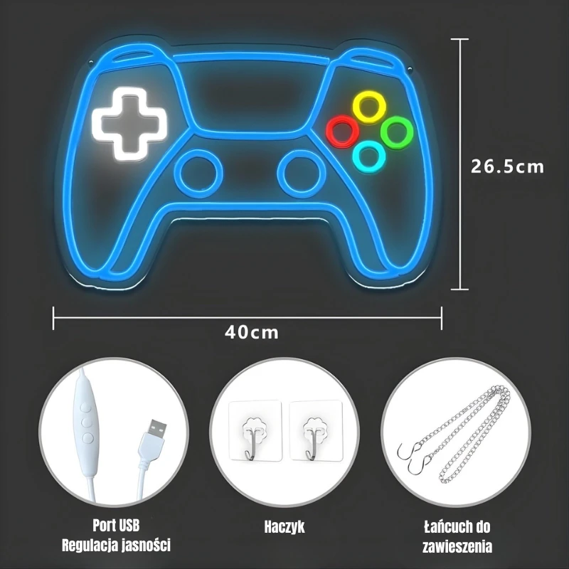 Neon-LED-PS5-Controller-Gamepad-Regulacja-jasności-USB-2.webp