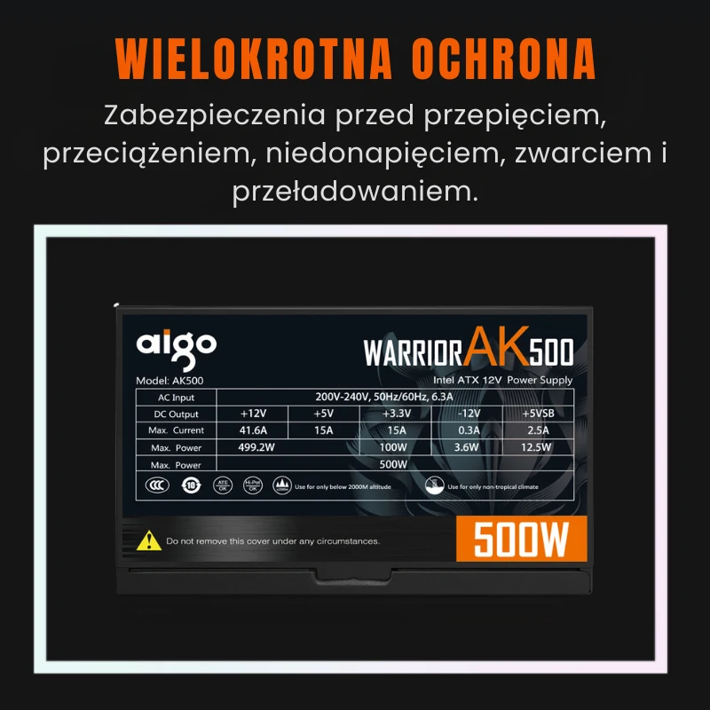 Zasilacz AIGO AK500 okablowanie