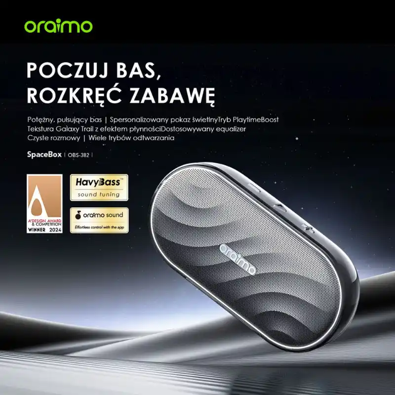 Oraimo Głośnik bezprzewodowy Bluetooth SpaceBox Szary