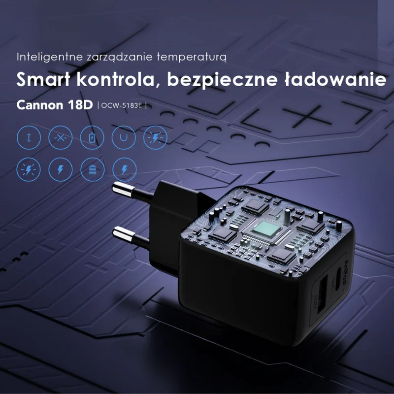 Oraimo Cannon 18D – Szybka ładowarka sieciowa 18W