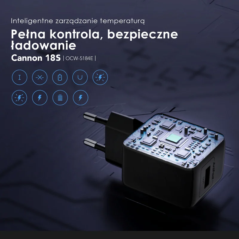 Oraimo ładowarka sieciowa Cannon 18S czarna 18W